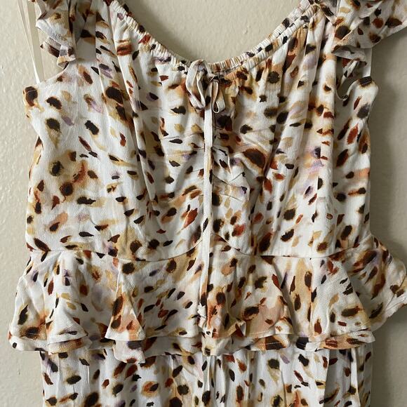 Sofia Dress Maxi Midi Sweetheart Ruffle Boho Cottagecore Animal Print SZ Large - Picture 8 of 13
